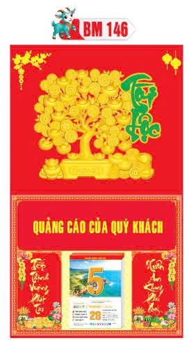 Bìa Lịch Treo Khung Đại Gắn Bloc BM 2027 BM146 - Kim Dương Phú Quý - Quà Tặng Giáo Dục