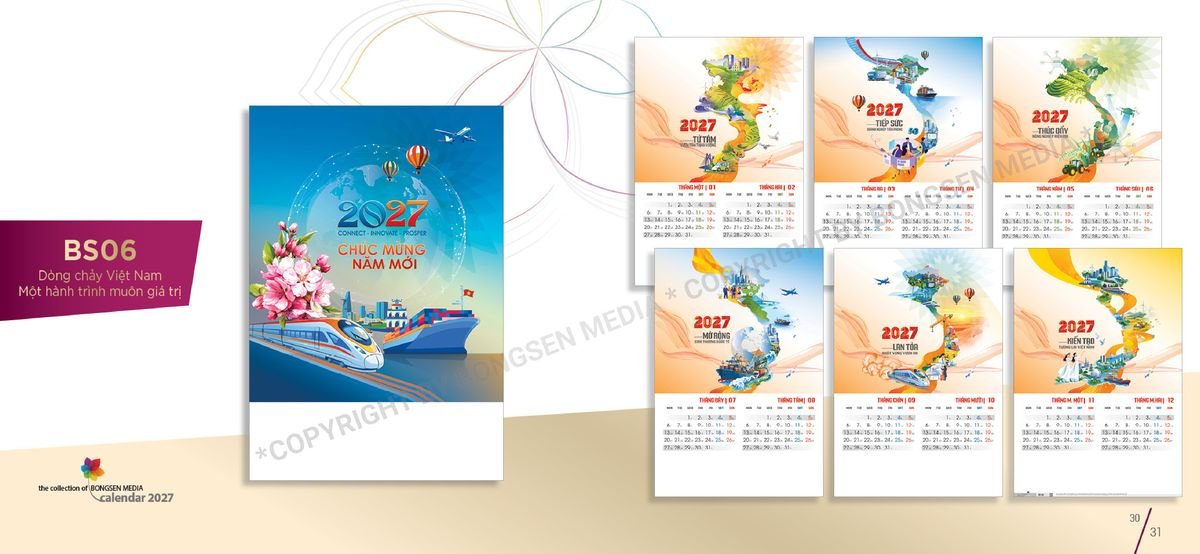 Lịch 7 Tờ Lò Xo 2027 BS16 Quà Tặng Tri Ân Ngành Giáo Dục & Nhà Trường