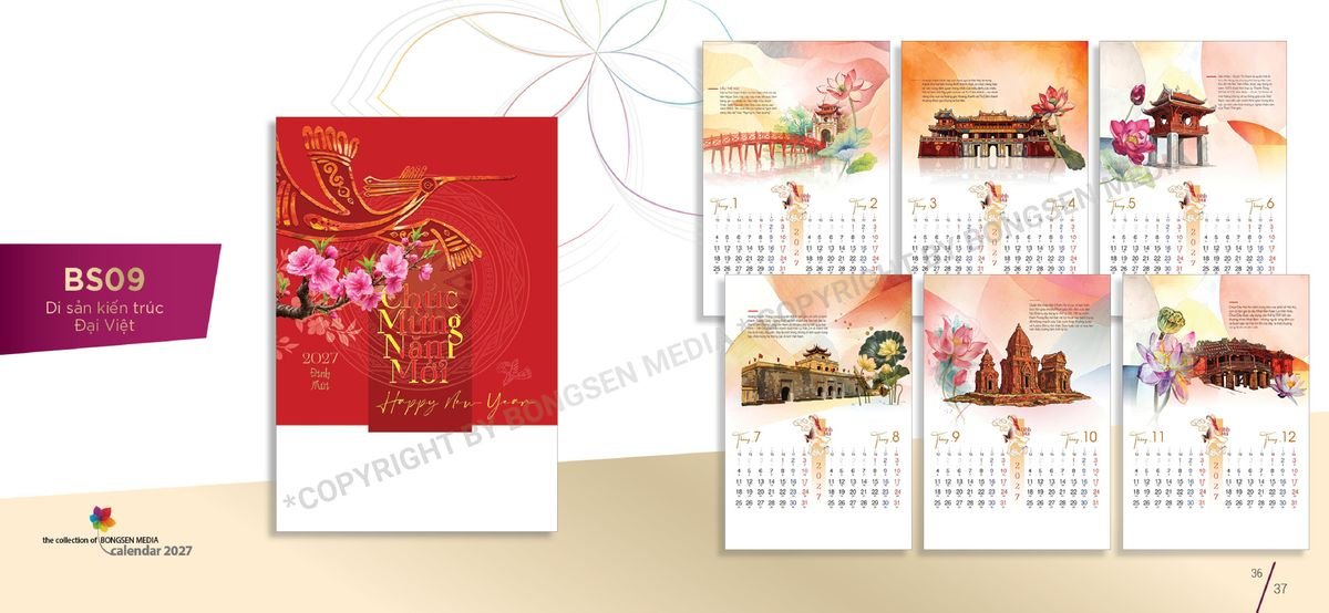 Lịch 7 Tờ Lò Xo 2027 BS19 Quà Tặng Tri Ân Ngành Giáo Dục & Nhà Trường