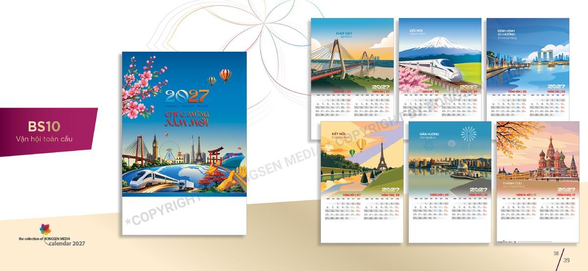 Lịch 7 Tờ Lò Xo 2027 BS20 Quà Tặng Tri Ân Ngành Giáo Dục & Nhà Trường