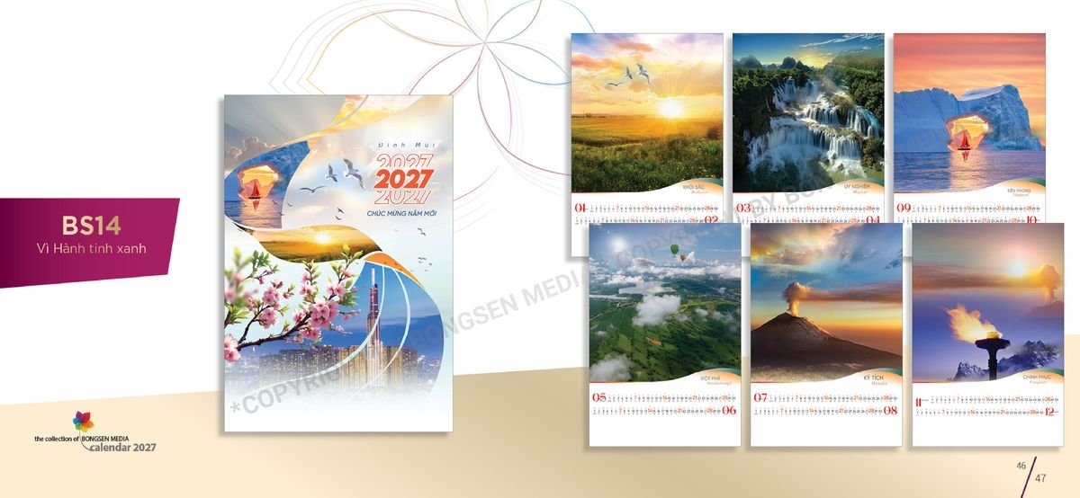 Lịch 7 Tờ Lò Xo 2027 BS24 Quà Tặng Tri Ân Ngành Giáo Dục & Nhà Trường