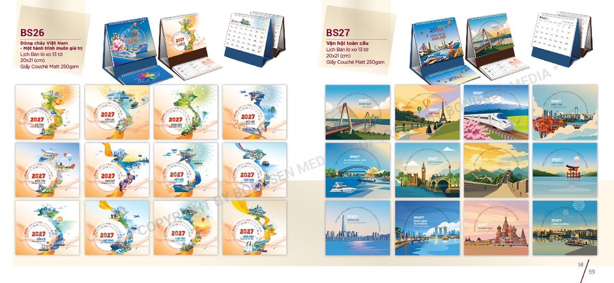 Lịch Để Bàn Nghệ Thuật 2027 BS30 Quà Tặng Tri Ân Ngành Giáo Dục & Nhà Trường