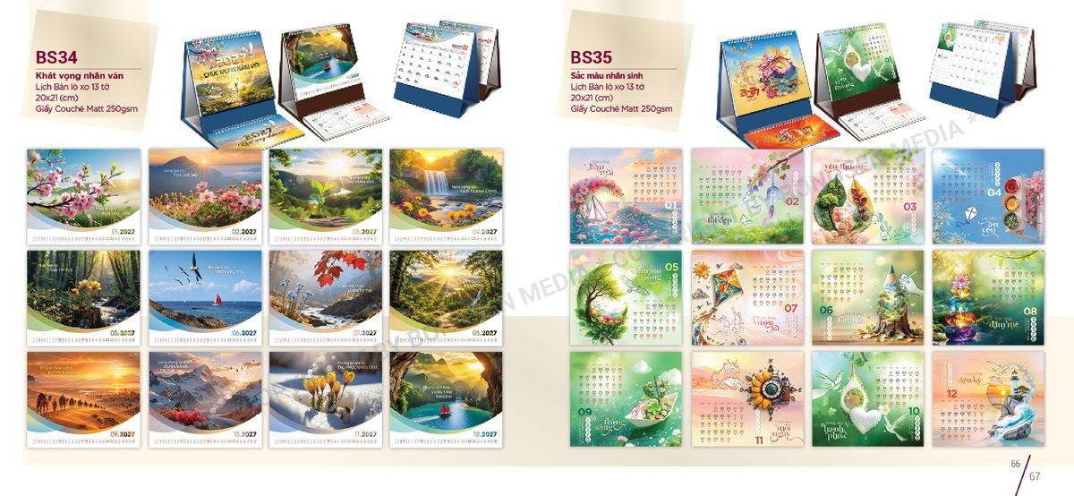 Lịch Để Bàn Nghệ Thuật 2027 BS34 Quà Tặng Tri Ân Ngành Giáo Dục & Nhà Trường