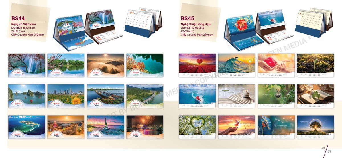 Lịch Để Bàn Nghệ Thuật 2027 BS39 Quà Tặng Tri Ân Ngành Giáo Dục & Nhà Trường