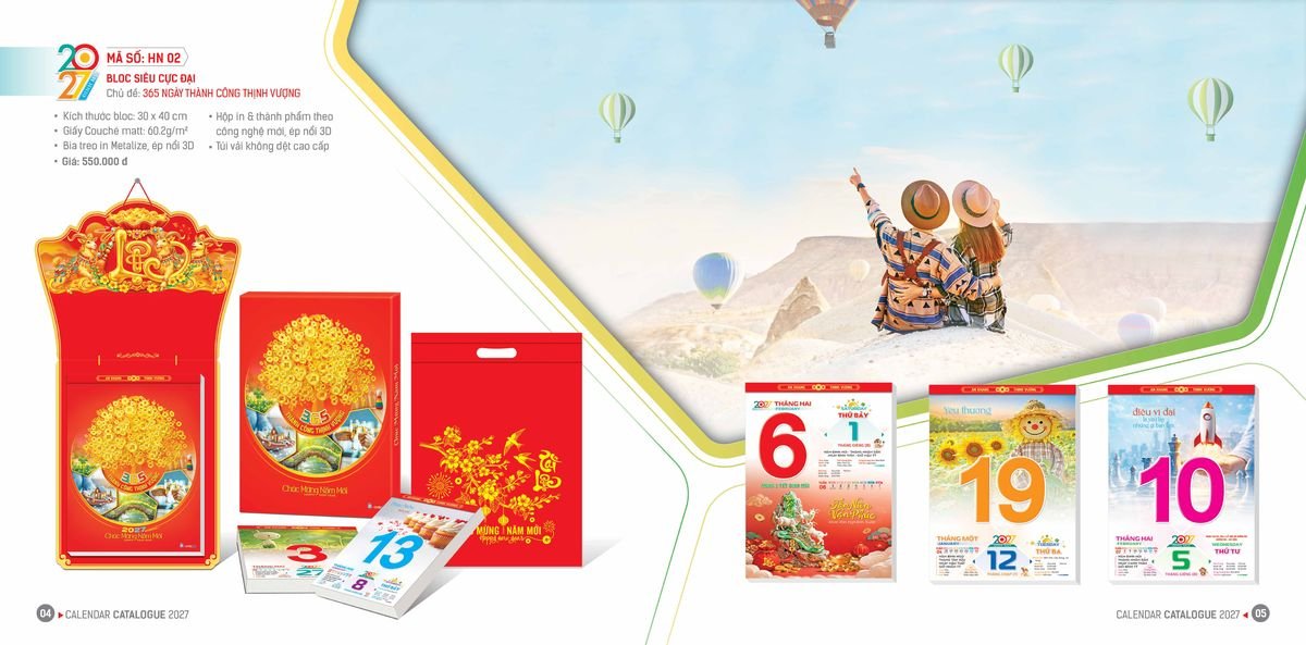 Lịch Bloc Hoa Niên 2027 ĐP DPHN01 Quà Tặng Tri Ân Ngành Giáo Dục & Nhà Trường
