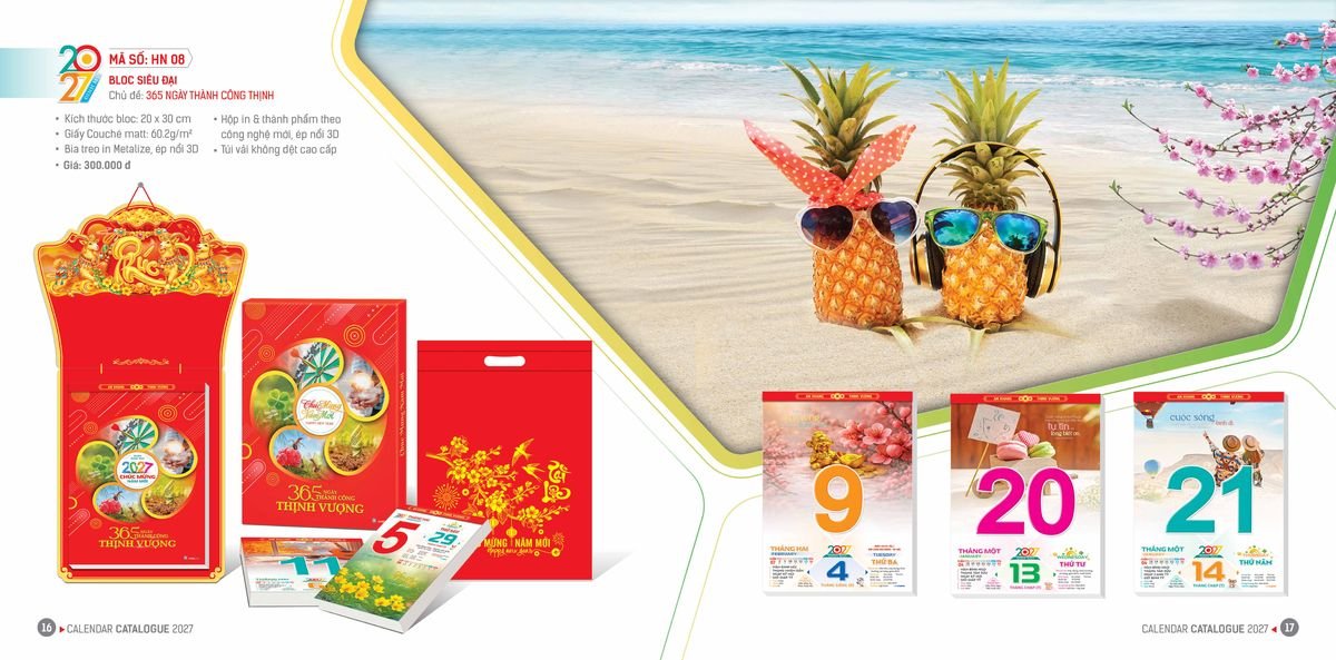 Lịch Bloc Hoa Niên 2027 ĐP DPHN07 Quà Tặng Tri Ân Ngành Giáo Dục & Nhà Trường