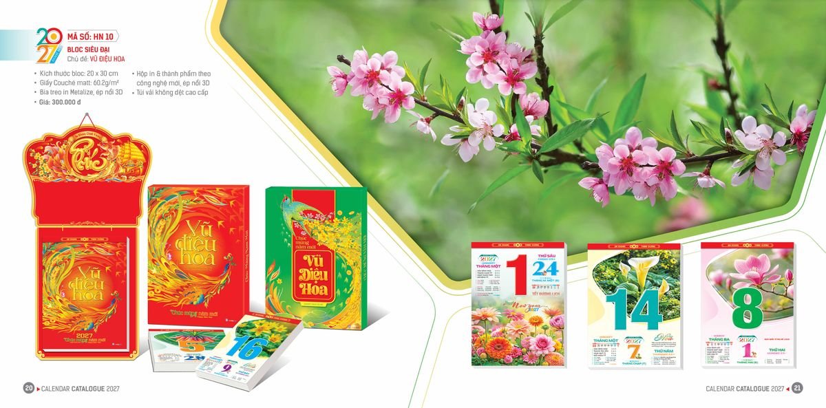 Lịch Bloc Hoa Niên 2027 ĐP DPHN09 Quà Tặng Tri Ân Ngành Giáo Dục & Nhà Trường