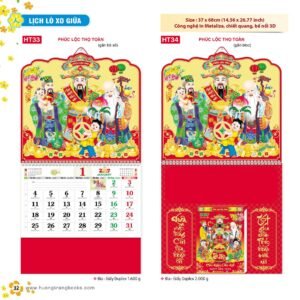 Lịch Treo Tường Lò Xo 2027 HT Mẫu HT33 - Phúc Lộc Thọ (37 x 68cm) Quà Tặng Tri Ân Ngành Giáo Dục & Nhà Trường in logo doanh nghiệp quà tặng Tết tại Quà Tặng Giáo Dục VN