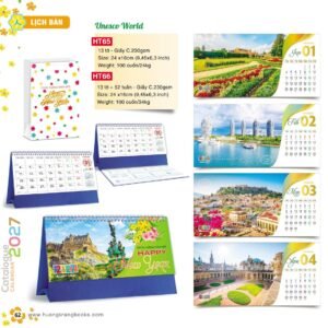 Lịch Để Bàn 2027 HT Mẫu HT65 (24 x 16cm) Quà Tặng Tri Ân Ngành Giáo Dục & Nhà Trường in logo doanh nghiệp quà tặng Tết tại Quà Tặng Giáo Dục VN