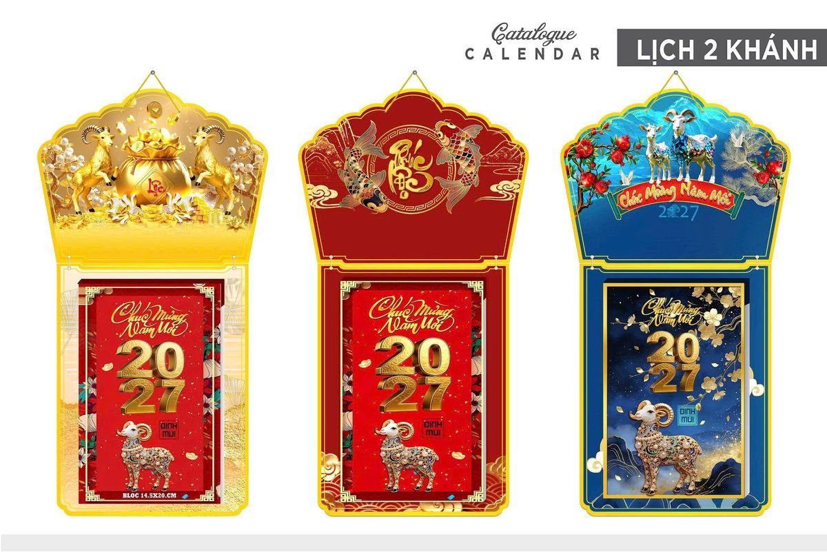 Lịch Khánh Gỗ Lamina 2 Đầu 2027 LM2D_002 - Quà Tặng Giáo Dục