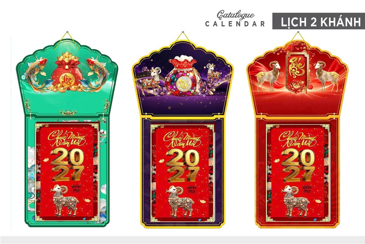 Lịch Khánh Gỗ Lamina 2 Đầu 2027 LM2D_003 - Quà Tặng Giáo Dục