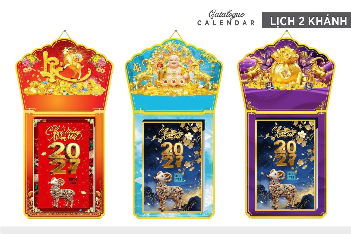 Lịch Khánh Gỗ Lamina 2 Đầu 2027 LM2D_004 - Quà Tặng Giáo Dục