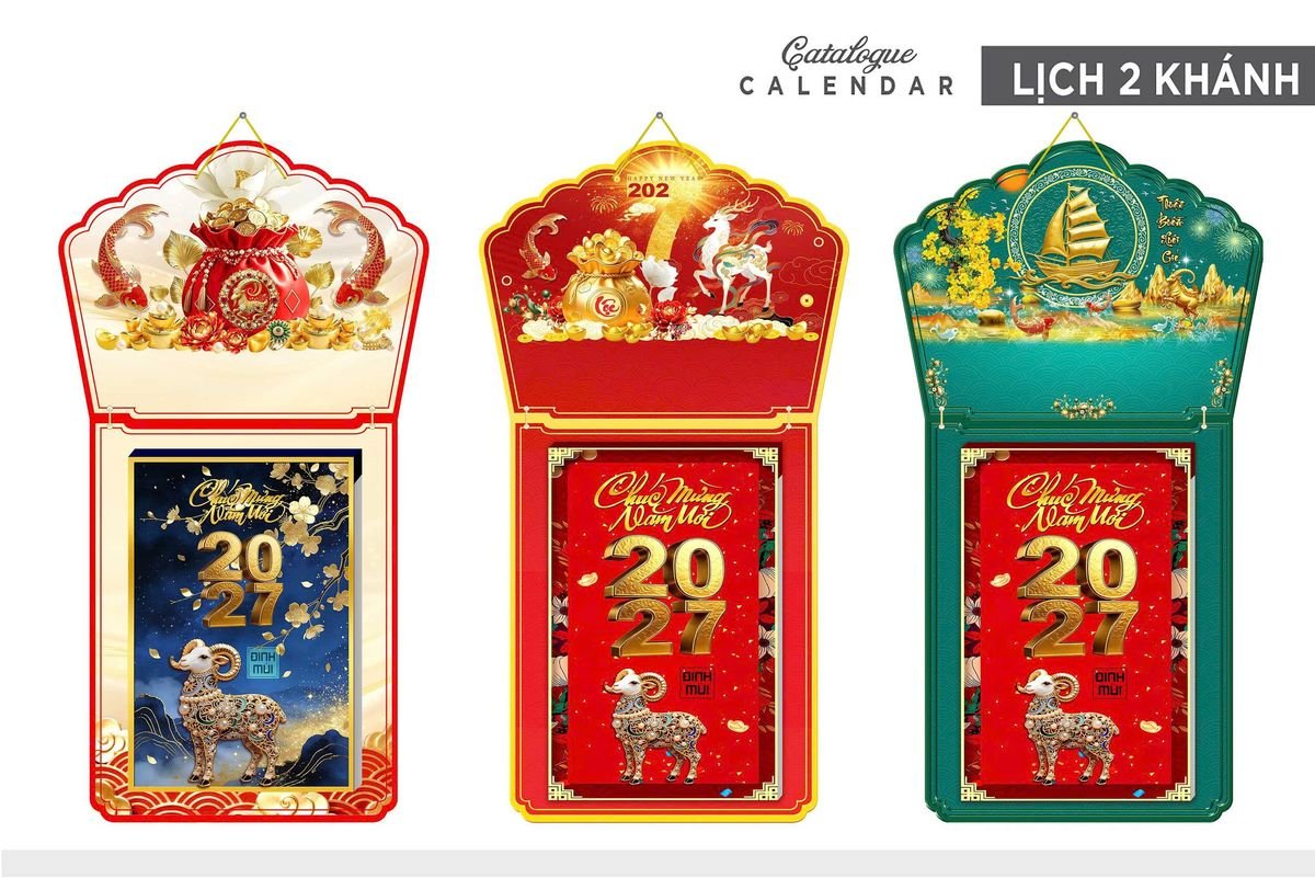 Lịch Khánh Gỗ Lamina 2 Đầu 2027 LM2D_005 - Quà Tặng Giáo Dục