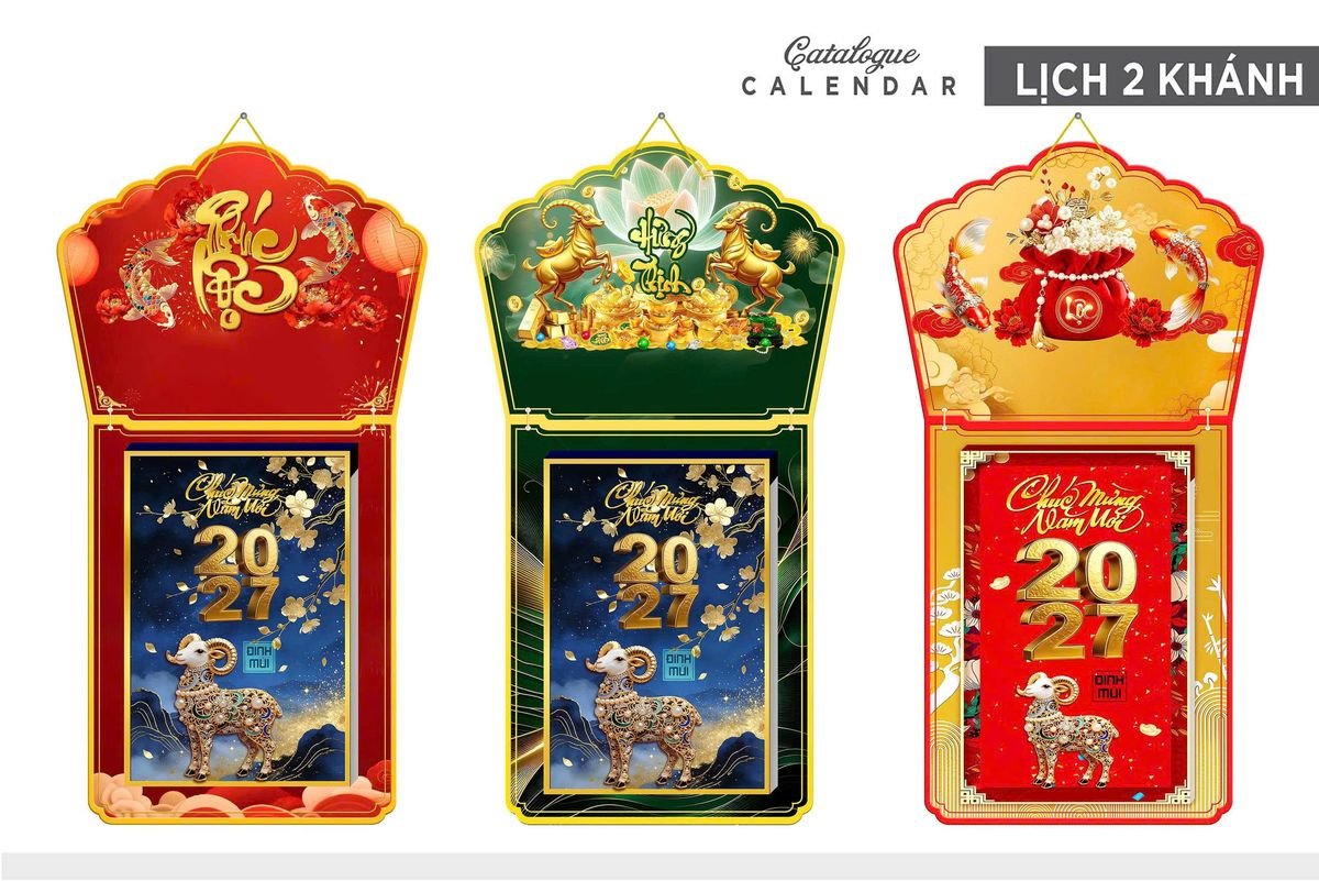 Lịch Khánh Gỗ Lamina 2 Đầu 2027 LM2D_007 - Quà Tặng Giáo Dục