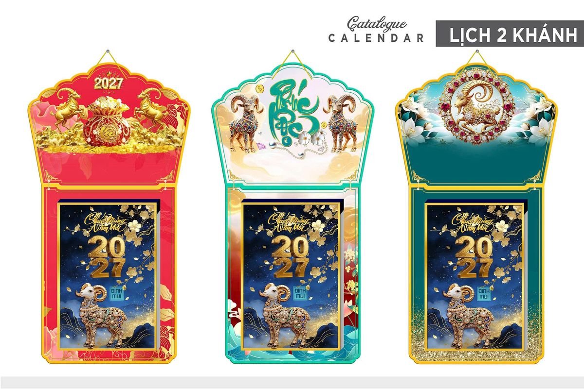 Lịch Khánh Gỗ Lamina 2 Đầu 2027 LM2D_008 - Quà Tặng Giáo Dục