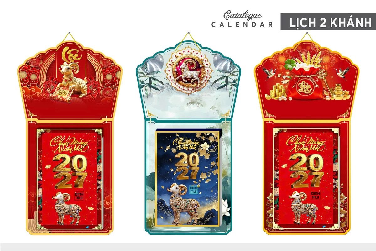 Lịch Khánh Gỗ Lamina 2 Đầu 2027 LM2D_009 - Quà Tặng Giáo Dục