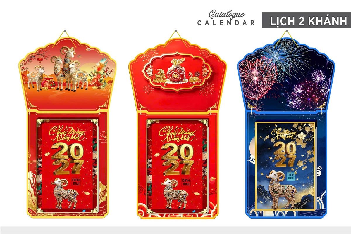 Lịch Khánh Gỗ Lamina 2 Đầu 2027 LM2D_010 - Quà Tặng Giáo Dục