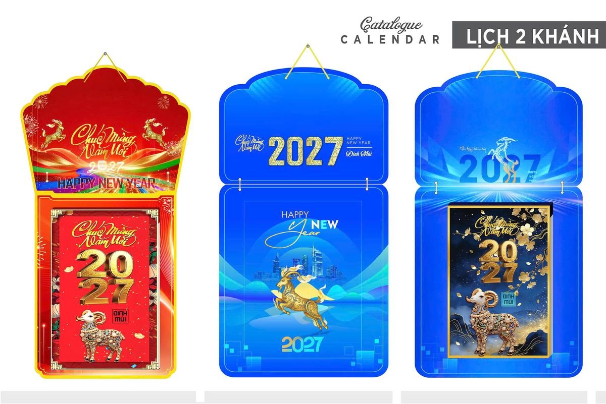 Lịch Khánh Gỗ Lamina 2 Đầu 2027 LM2D_011 - Quà Tặng Giáo Dục