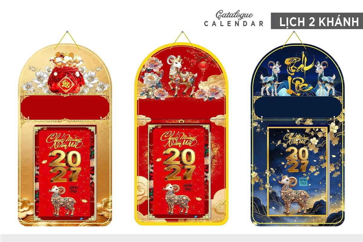 Lịch Khánh Gỗ Lamina 2 Đầu 2027 LM2D_012 - Quà Tặng Giáo Dục