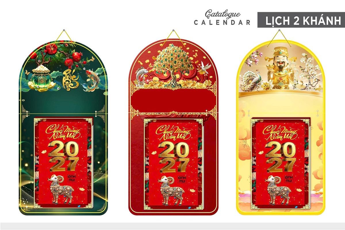 Lịch Khánh Gỗ Lamina 2 Đầu 2027 LM2D_013 - Quà Tặng Giáo Dục