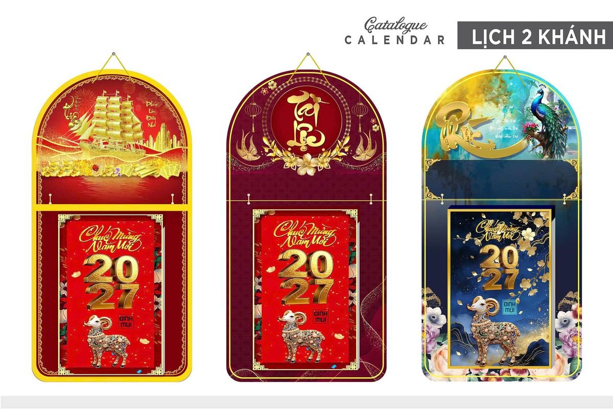 Lịch Khánh Gỗ Lamina 2 Đầu 2027 LM2D_017 - Quà Tặng Giáo Dục