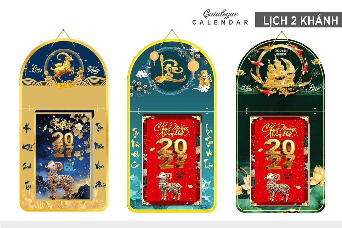 Lịch Khánh Gỗ Lamina 2 Đầu 2027 LM2D_018 - Quà Tặng Giáo Dục