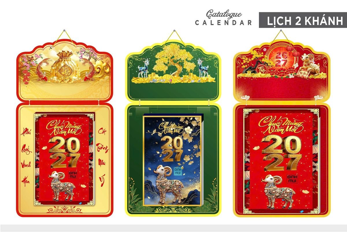 Lịch Khánh Gỗ Lamina 2 Đầu 2027 LM2D_019 - Quà Tặng Giáo Dục