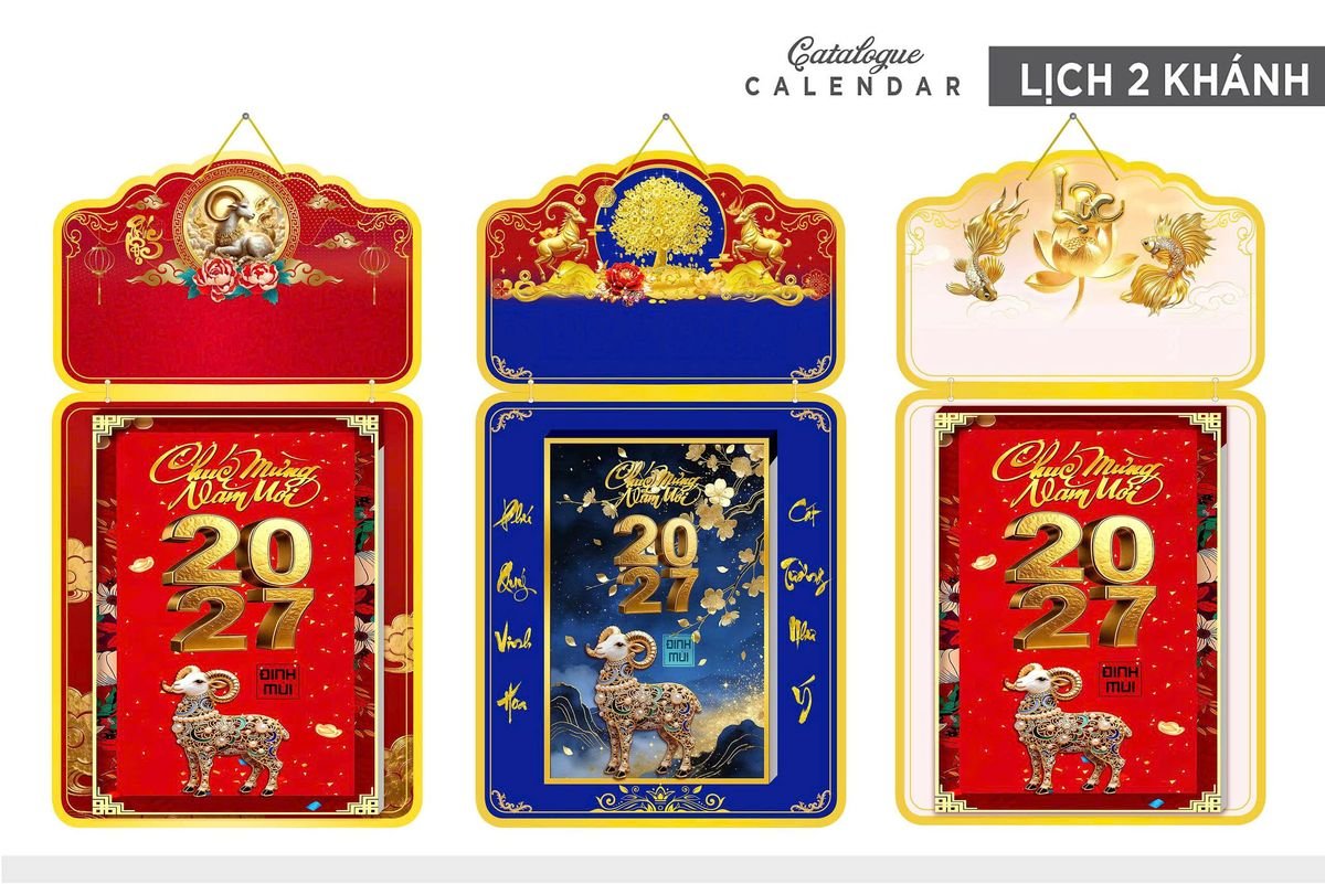Lịch Khánh Gỗ Lamina 2 Đầu 2027 LM2D_020 - Quà Tặng Giáo Dục