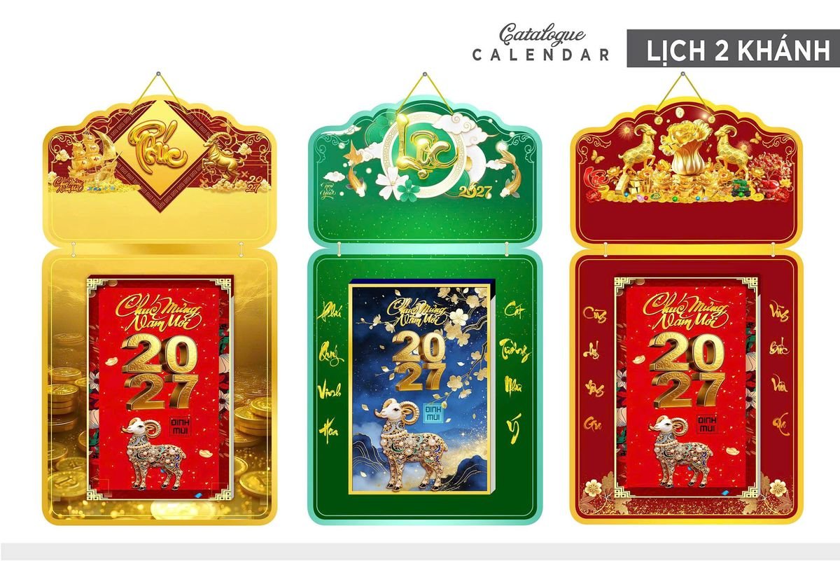 Lịch Khánh Gỗ Lamina 2 Đầu 2027 LM2D_021 - Quà Tặng Giáo Dục