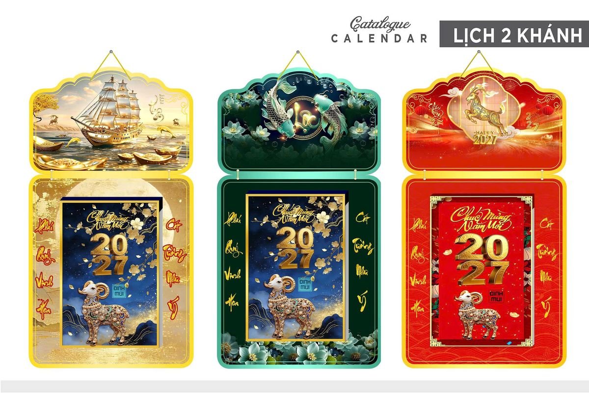 Lịch Khánh Gỗ Lamina 2 Đầu 2027 LM2D_024 - Quà Tặng Giáo Dục