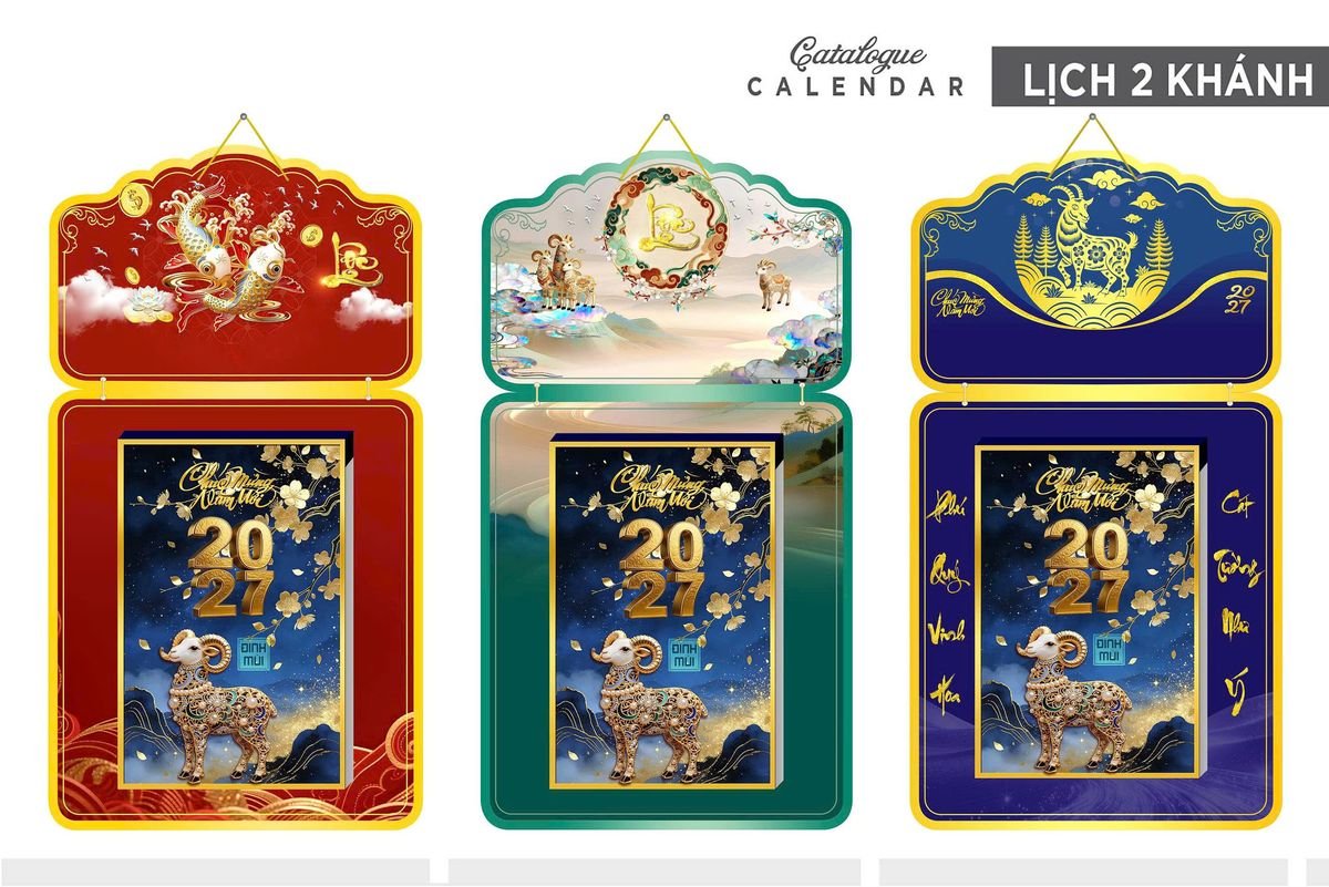 Lịch Khánh Gỗ Lamina 2 Đầu 2027 LM2D_025 - Quà Tặng Giáo Dục