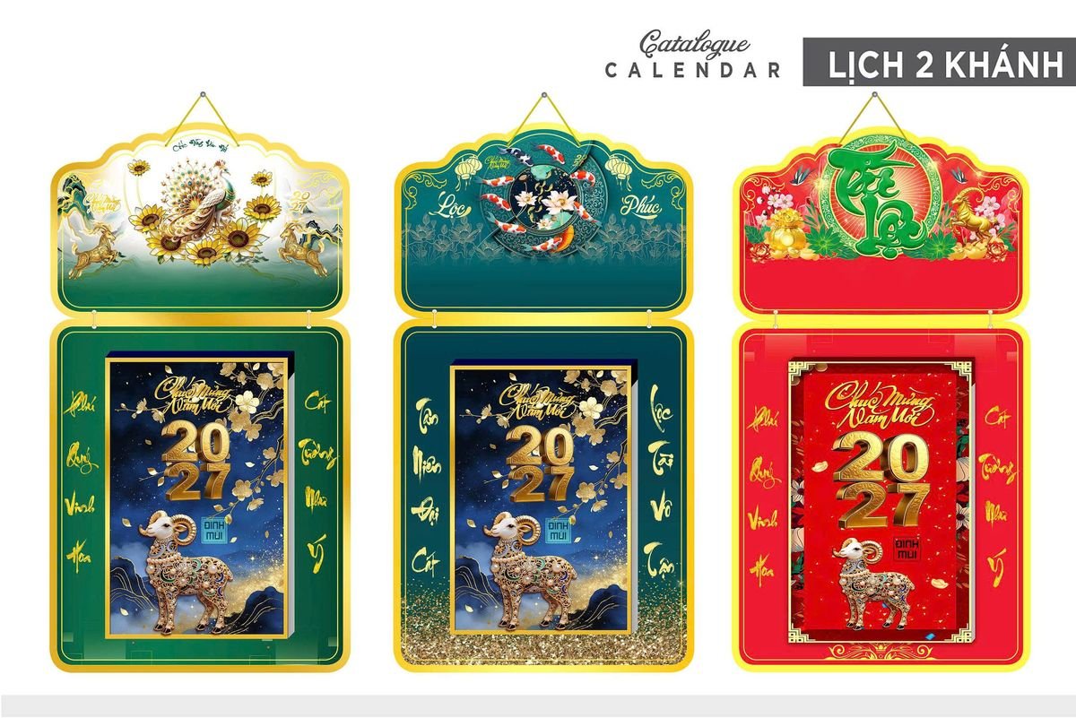 Lịch Khánh Gỗ Lamina 2 Đầu 2027 LM2D_026 - Quà Tặng Giáo Dục