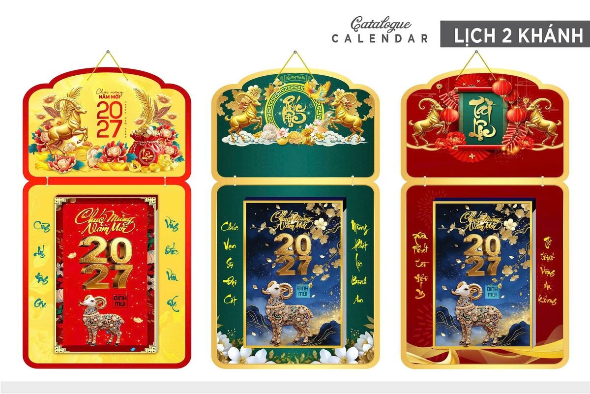 Lịch Khánh Gỗ Lamina 2 Đầu 2027 LM2D_028 - Quà Tặng Giáo Dục
