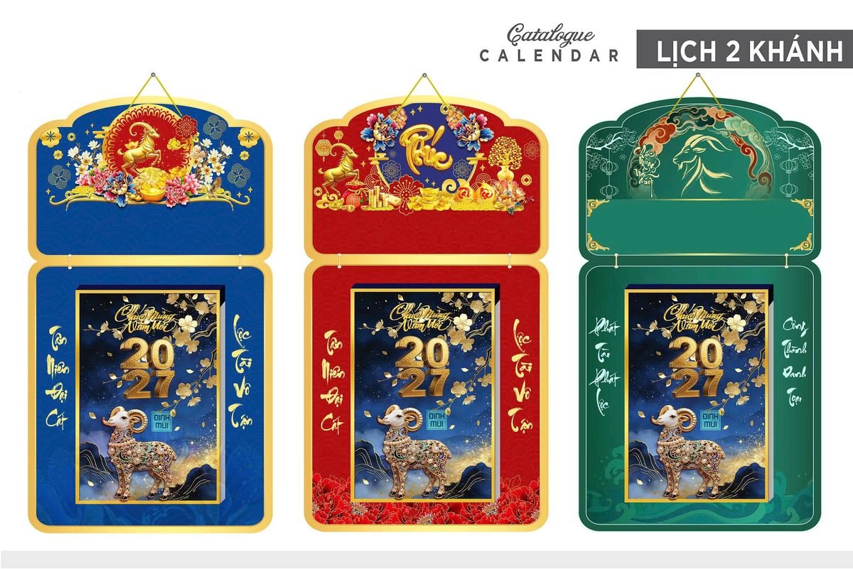Lịch Khánh Gỗ Lamina 2 Đầu 2027 LM2D_031 - Quà Tặng Giáo Dục