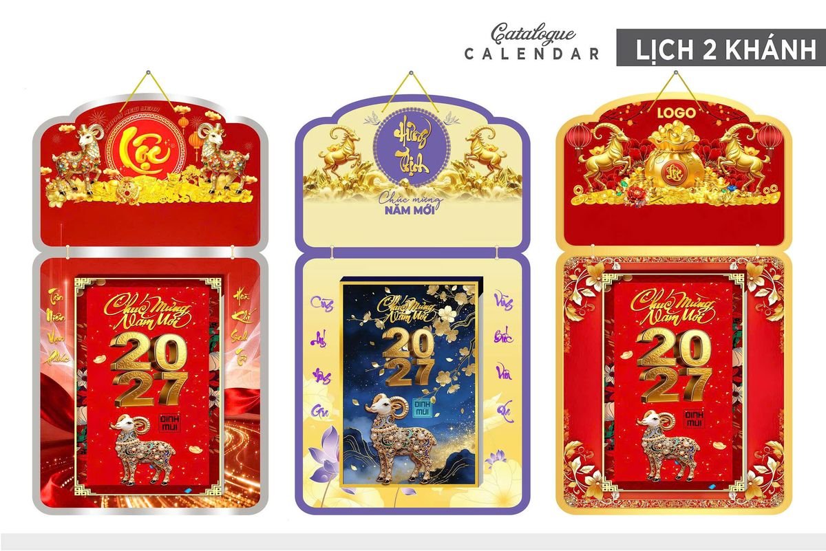 Lịch Khánh Gỗ Lamina 2 Đầu 2027 LM2D_033 - Quà Tặng Giáo Dục