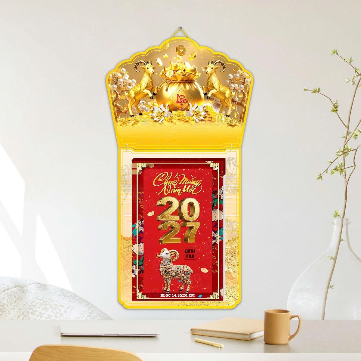 Lịch Khánh Gỗ Lamina 2 Đầu 2027 LM2D_037 - Quà Tặng Giáo Dục