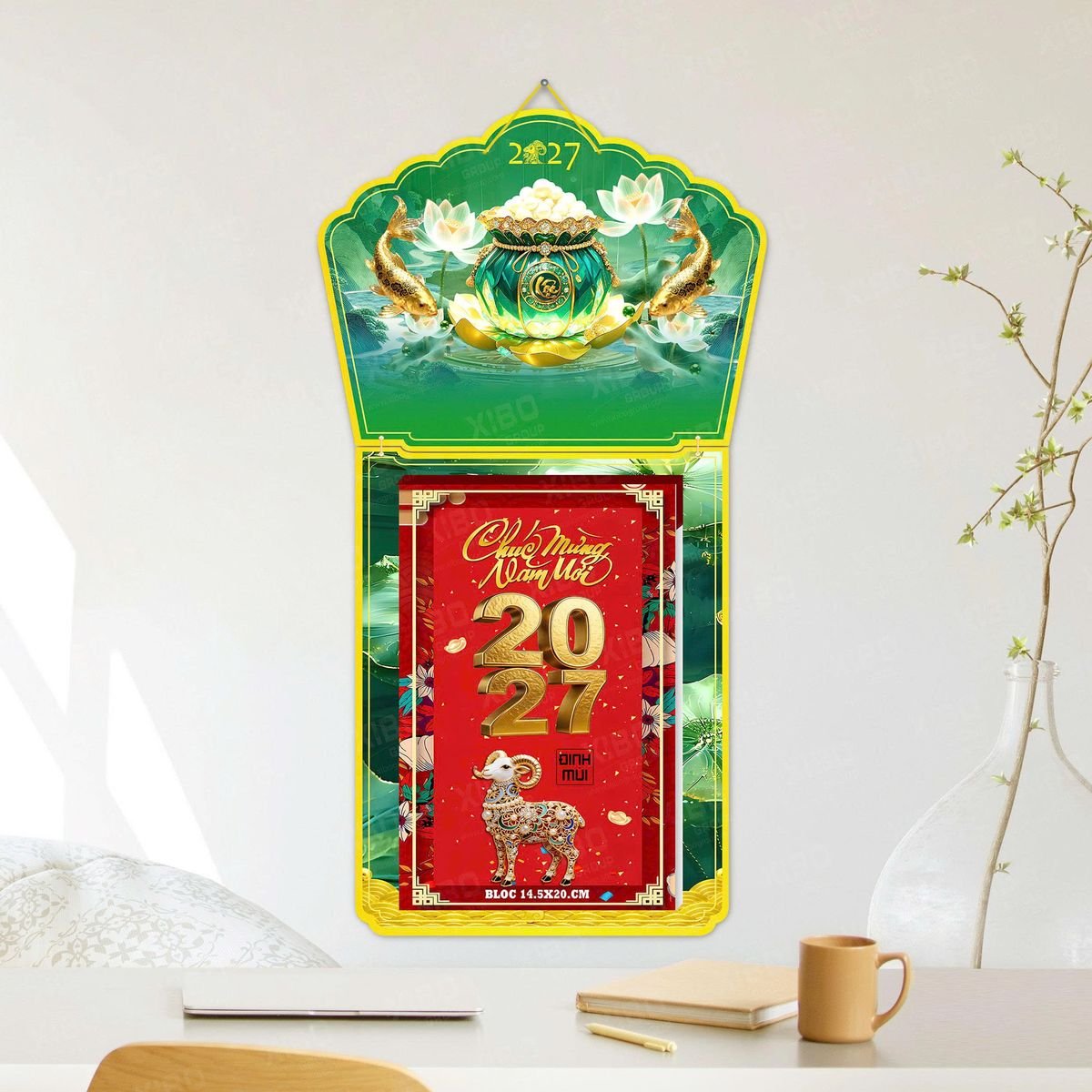 Lịch Khánh Gỗ Lamina 2 Đầu 2027 LM2D_038 - Quà Tặng Giáo Dục