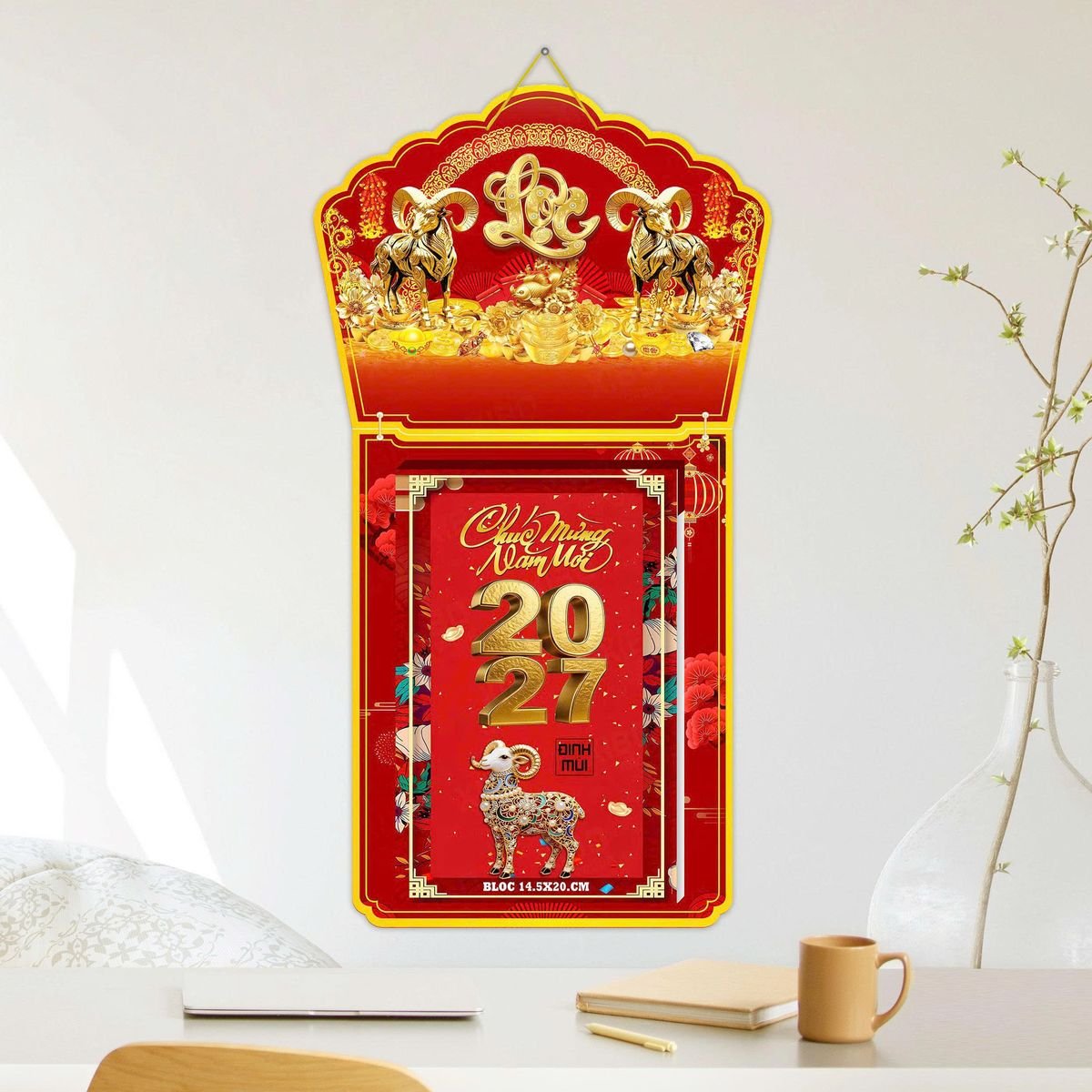 Lịch Khánh Gỗ Lamina 2 Đầu 2027 LM2D_040 - Quà Tặng Giáo Dục