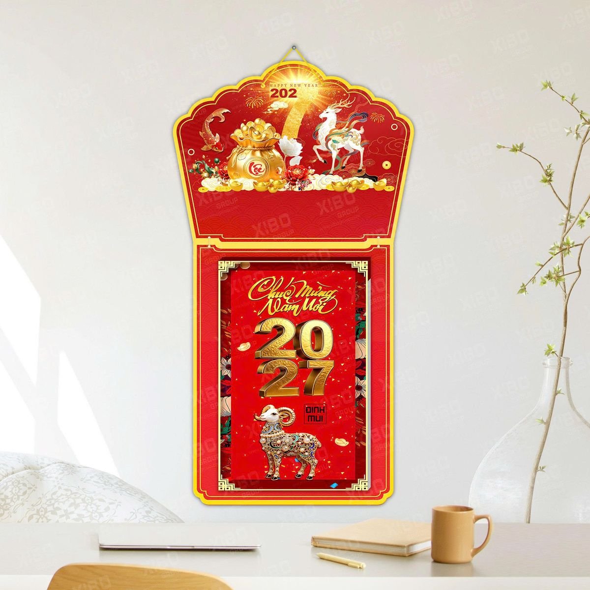 Lịch Khánh Gỗ Lamina 2 Đầu 2027 LM2D_041 - Quà Tặng Giáo Dục