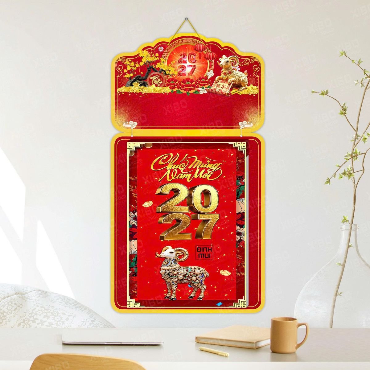 Lịch Khánh Gỗ Lamina 2 Đầu 2027 LM2D_044 - Quà Tặng Giáo Dục