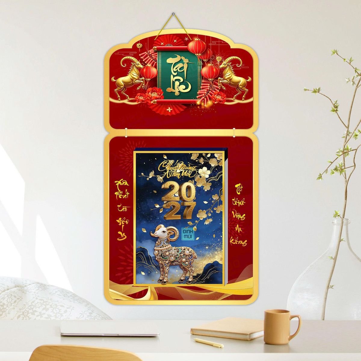 Lịch Khánh Gỗ Lamina 2 Đầu 2027 LM2D_053 - Quà Tặng Giáo Dục