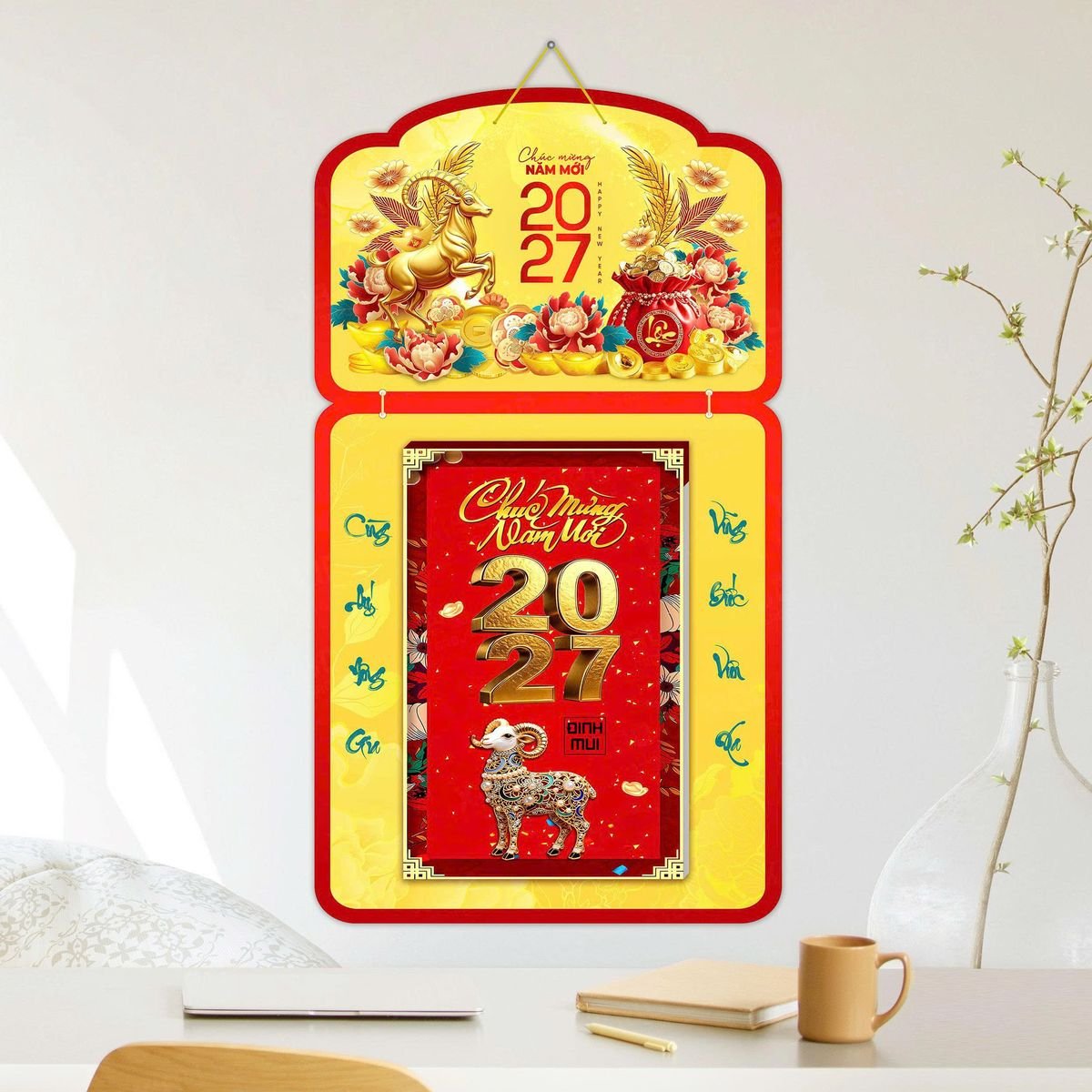 Lịch Khánh Gỗ Lamina 2 Đầu 2027 LM2D_054 - Quà Tặng Giáo Dục