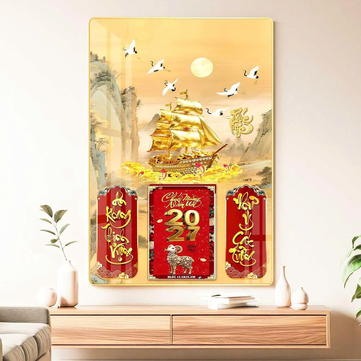 Lịch Gỗ Lamina Cao Cấp 40x60cm 2027 LM406_049 - Quà Tặng Giáo Dục
