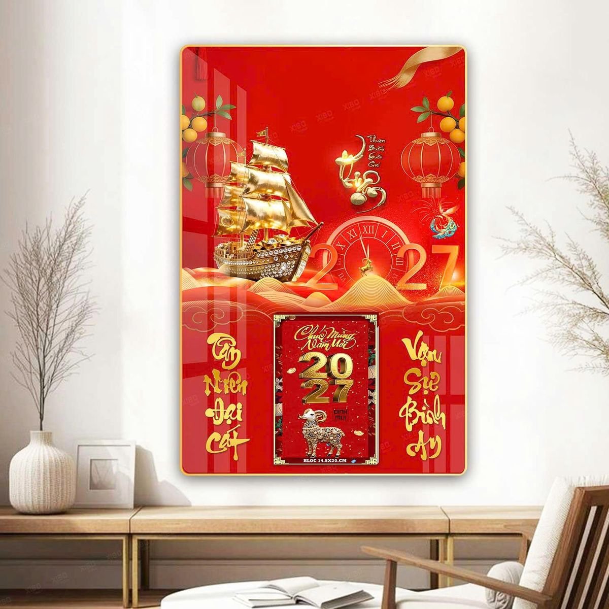 Lịch Gỗ Lamina Cao Cấp 40x60cm 2027 LM406_070 - Quà Tặng Giáo Dục