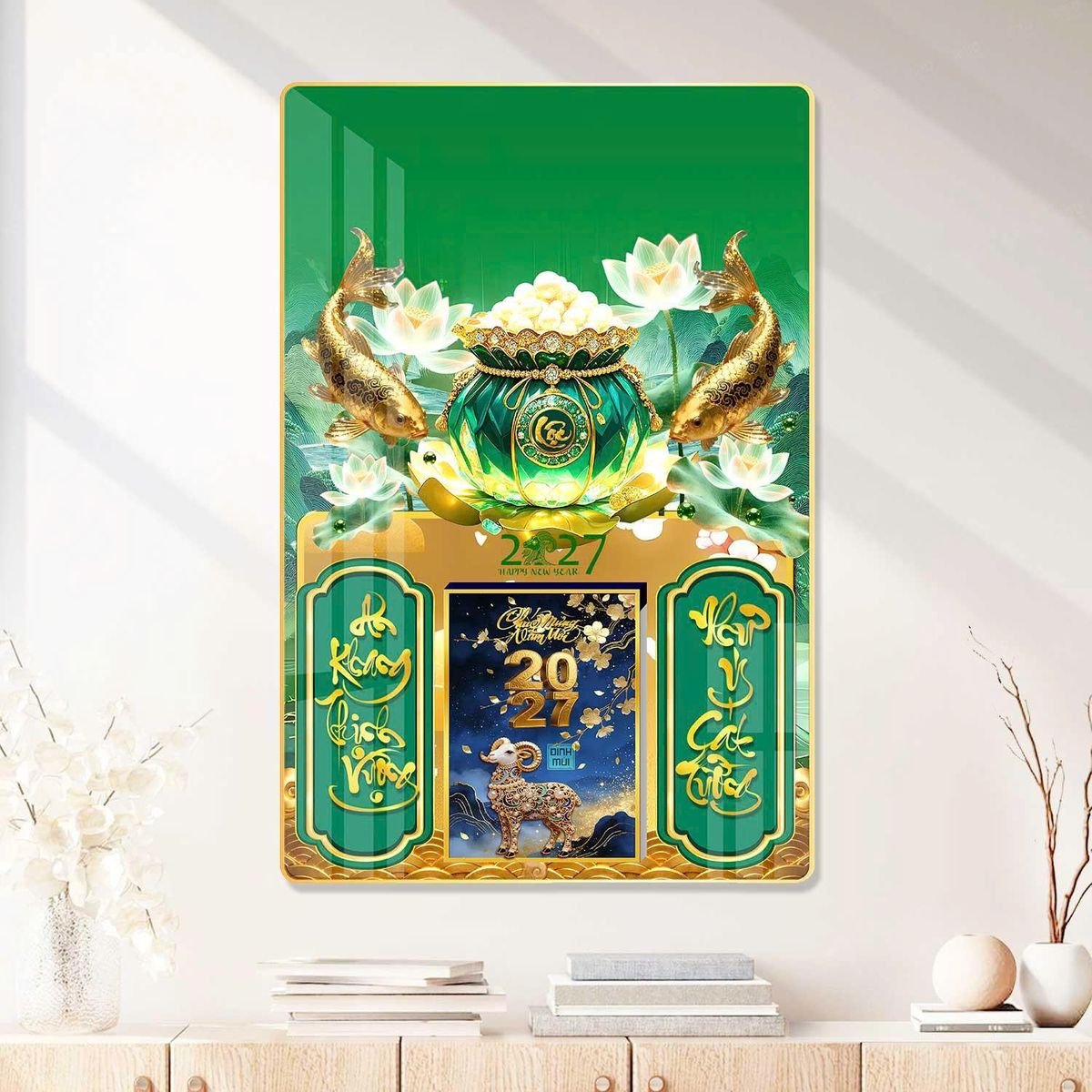 Lịch Gỗ Lamina Cao Cấp 40x60cm 2027 LM406_080 - Quà Tặng Giáo Dục