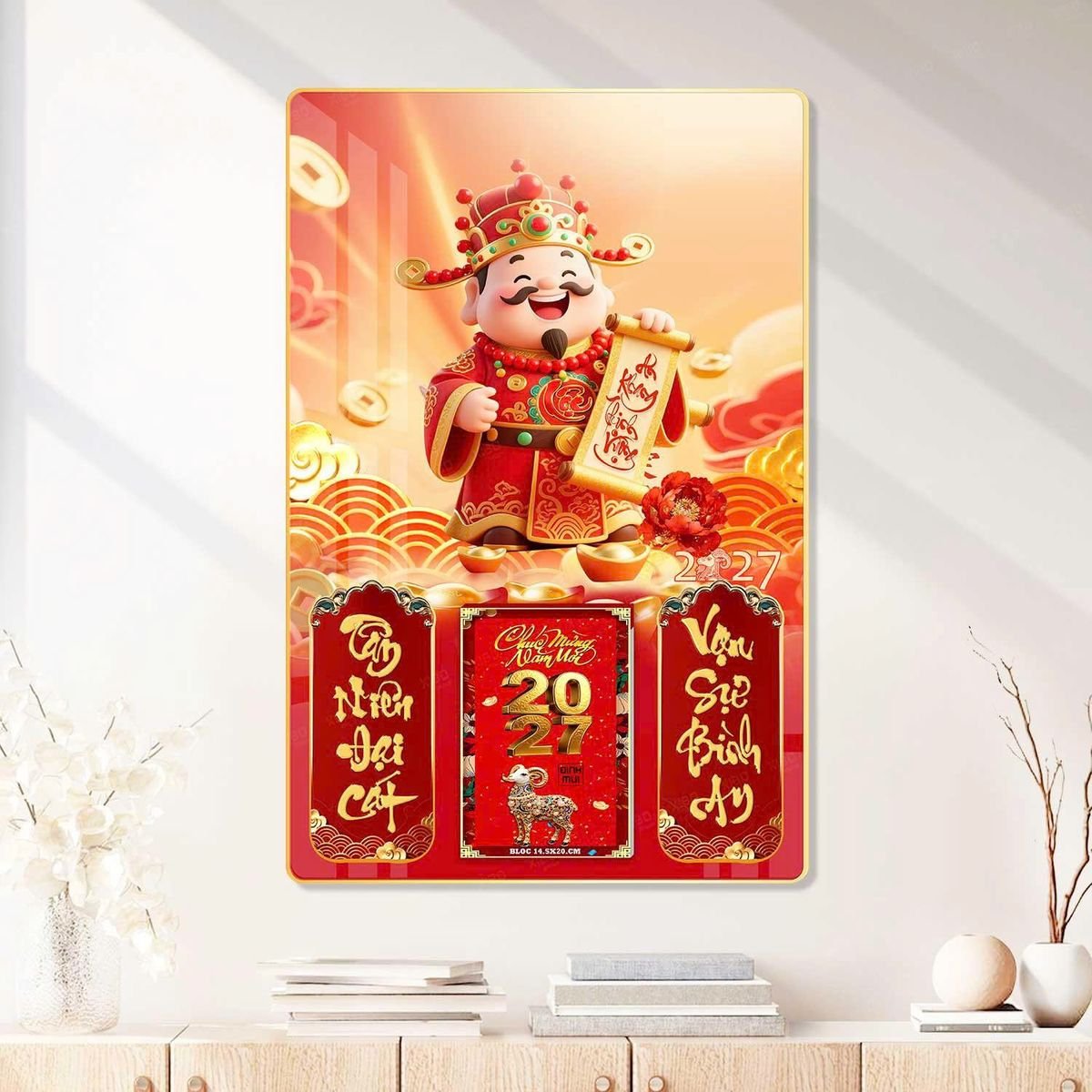 Lịch Gỗ Lamina Cao Cấp 40x60cm 2027 LM406_089 - Quà Tặng Giáo Dục