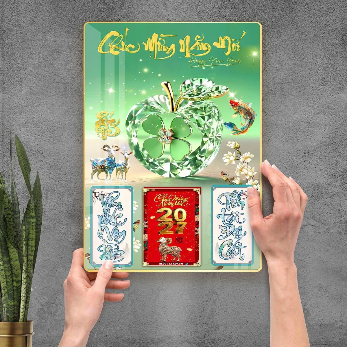 Lịch Gỗ Lamina Cao Cấp 40x60cm 2027 LM406_098 - Quà Tặng Giáo Dục
