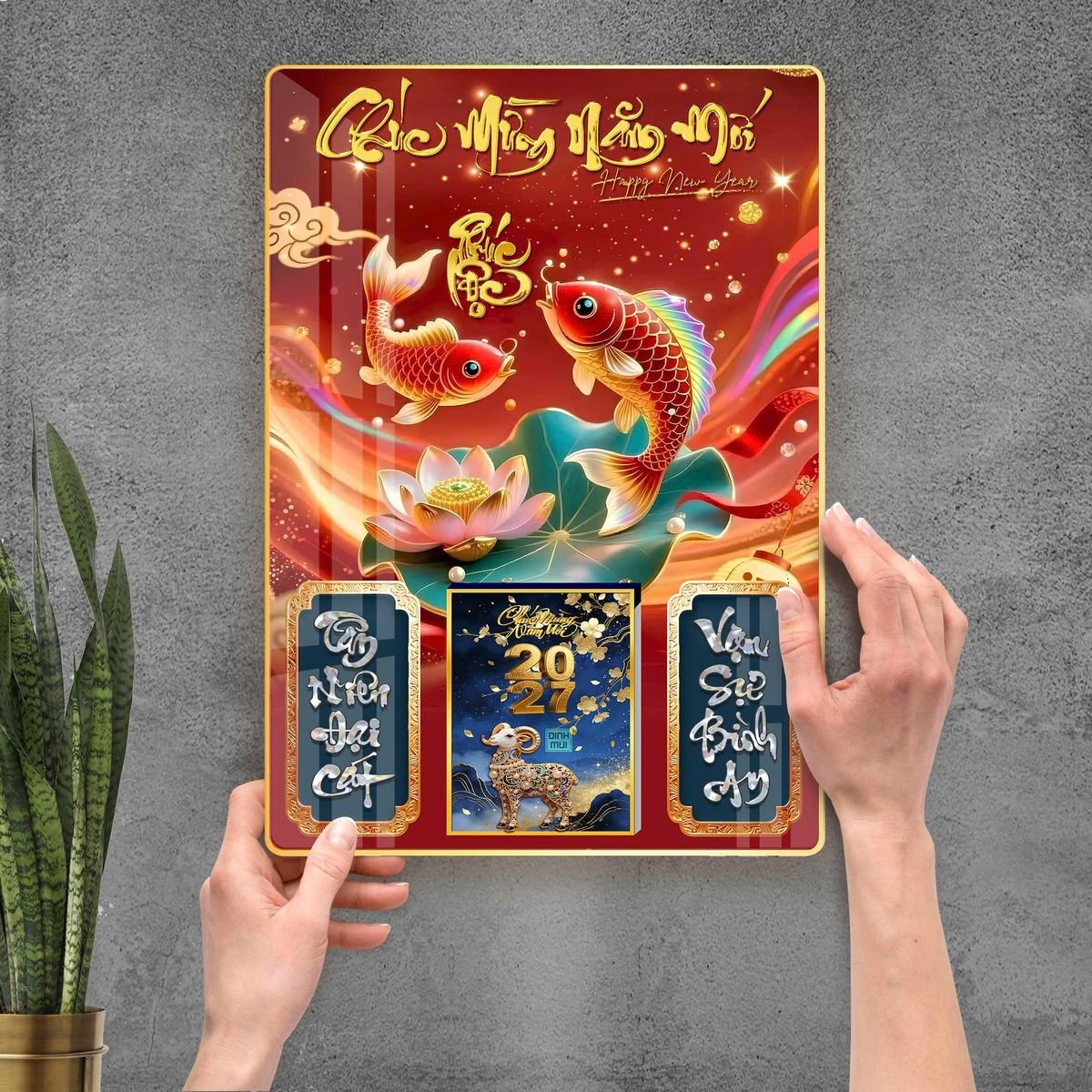 Lịch Gỗ Lamina Cao Cấp 40x60cm 2027 LM406_102 - Quà Tặng Giáo Dục