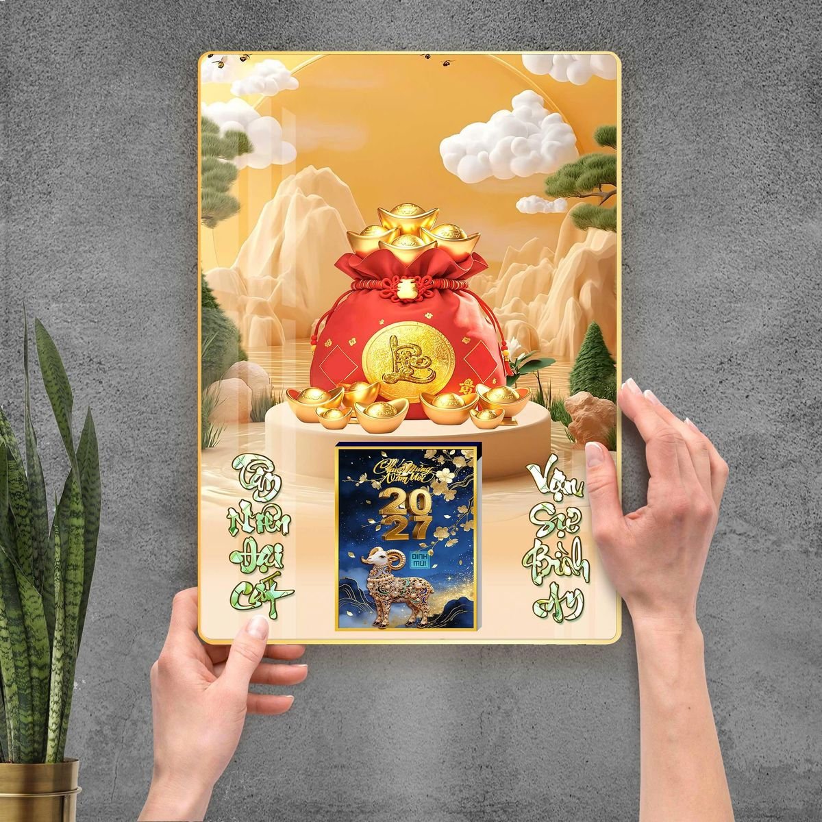 Lịch Gỗ Lamina Cao Cấp 40x60cm 2027 LM406_112 - Quà Tặng Giáo Dục