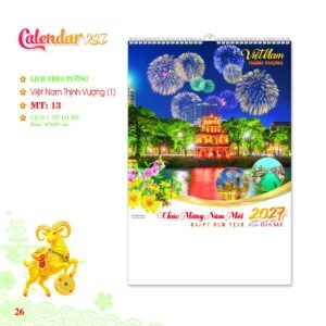 Lịch Treo Tường Lò Xo 2027 MT Mẫu MT13 (40 x 60cm) Quà Tặng Tri Ân Ngành Giáo Dục & Nhà Trường in logo doanh nghiệp quà tặng Tết tại Quà Tặng Giáo Dục VN